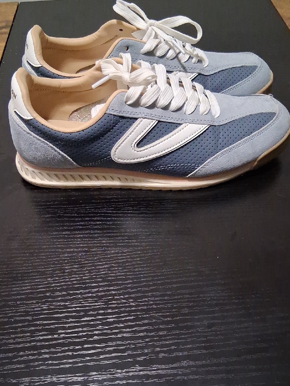 Tretorn Two-Tone Light Blue and Navy Retro Sneakers